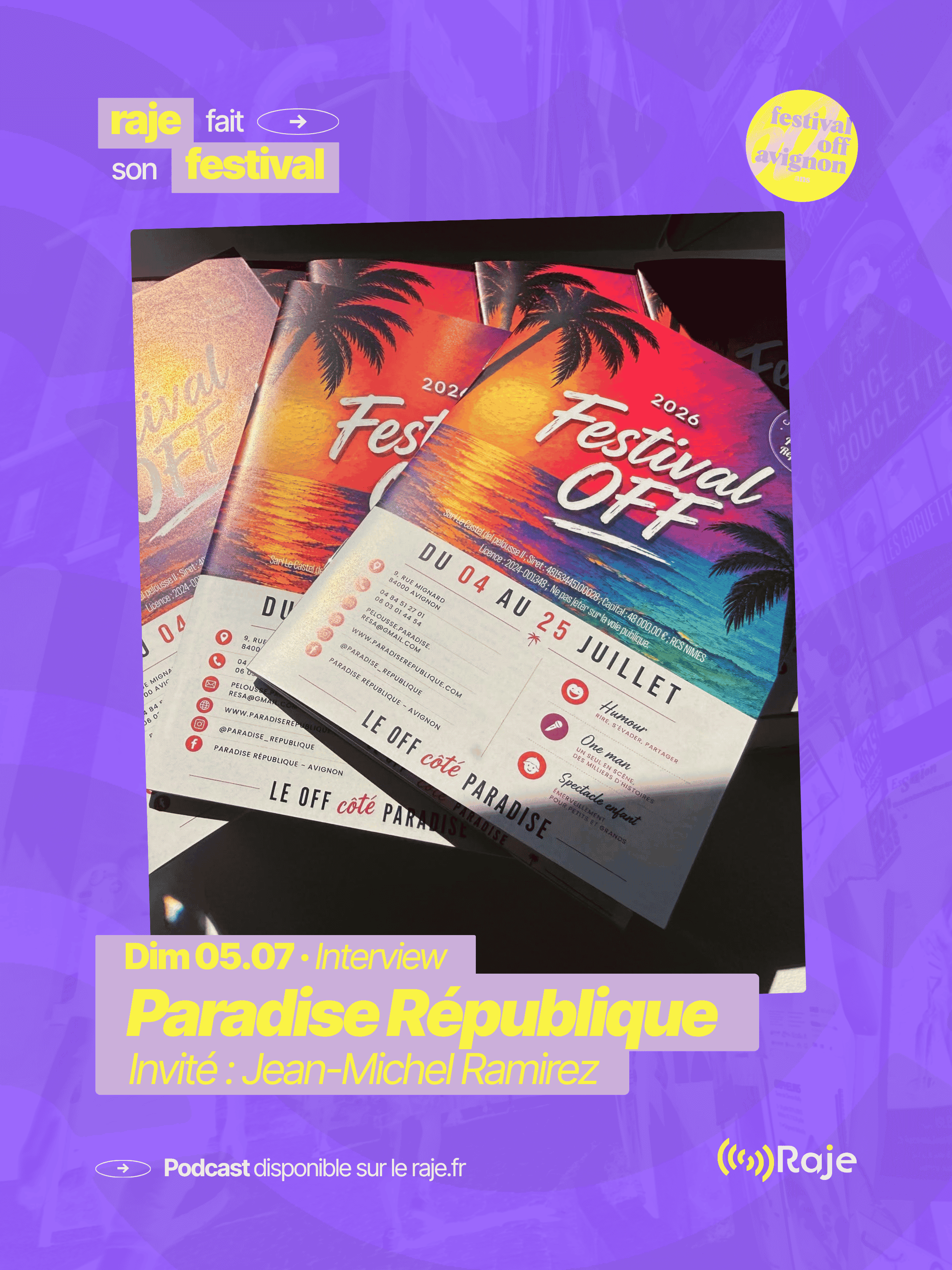 RAJE fait son festival - La programmation du Paradise République - 05.07.2026